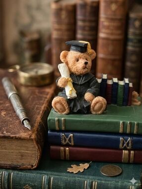Vintage 1996 Graduation Bear Trinket Box Academic Bookworm Class Of 2026 Gift